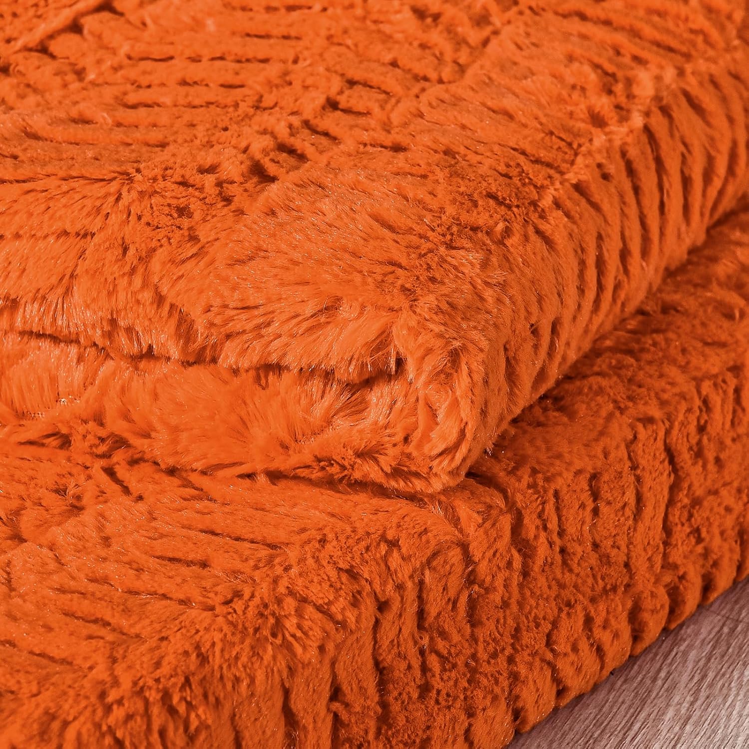 YUSOKI Luxury Faux Fur Throw Blanket(Without Pillows) 2 Layers,3lb,All Ages,Home Decoration, (Burnt Orange,50" x 63") - Image 8