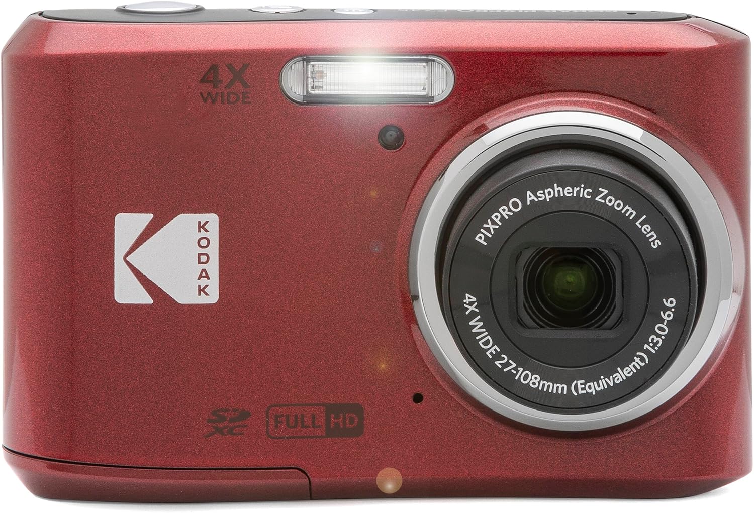 Kodak PIXPRO FZ45 16MP Digital Camera 4X Optical Zoom 27mm Wide Angle 1080P Full HD Video 2.7" LCD Camera (Red) + 64GB Card and Reader + Memory Wallet Bundle