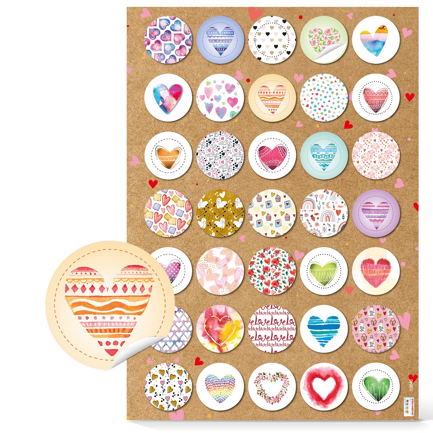 Logbuch-Verlag Pack de 35 pegatinas de corazones de colores 3,2 cm para decoración - pegatinas bonitas para manualidades y scrapbooking