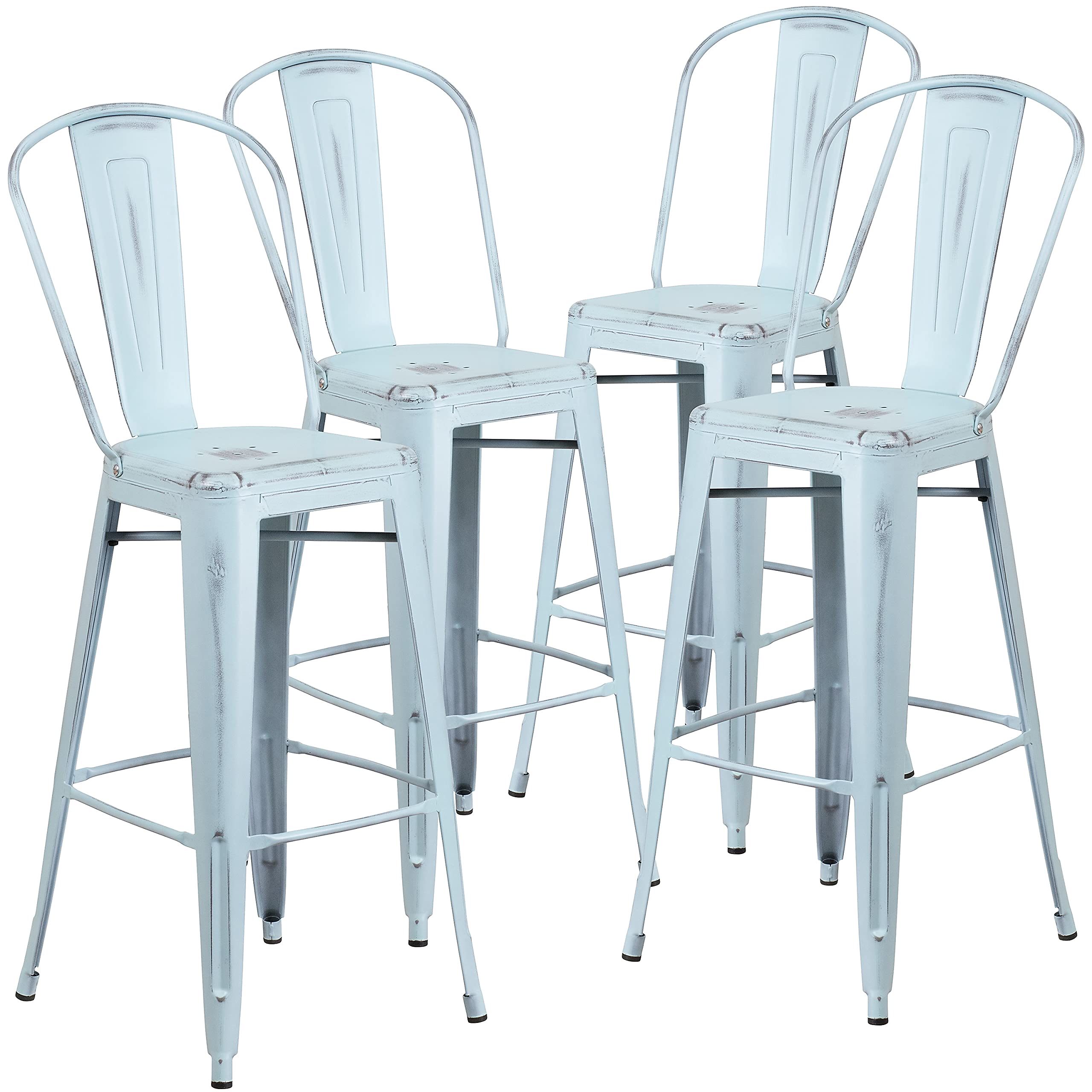 Flash Furniture Distressed Green-blue / Set of 4 / Metal Seat