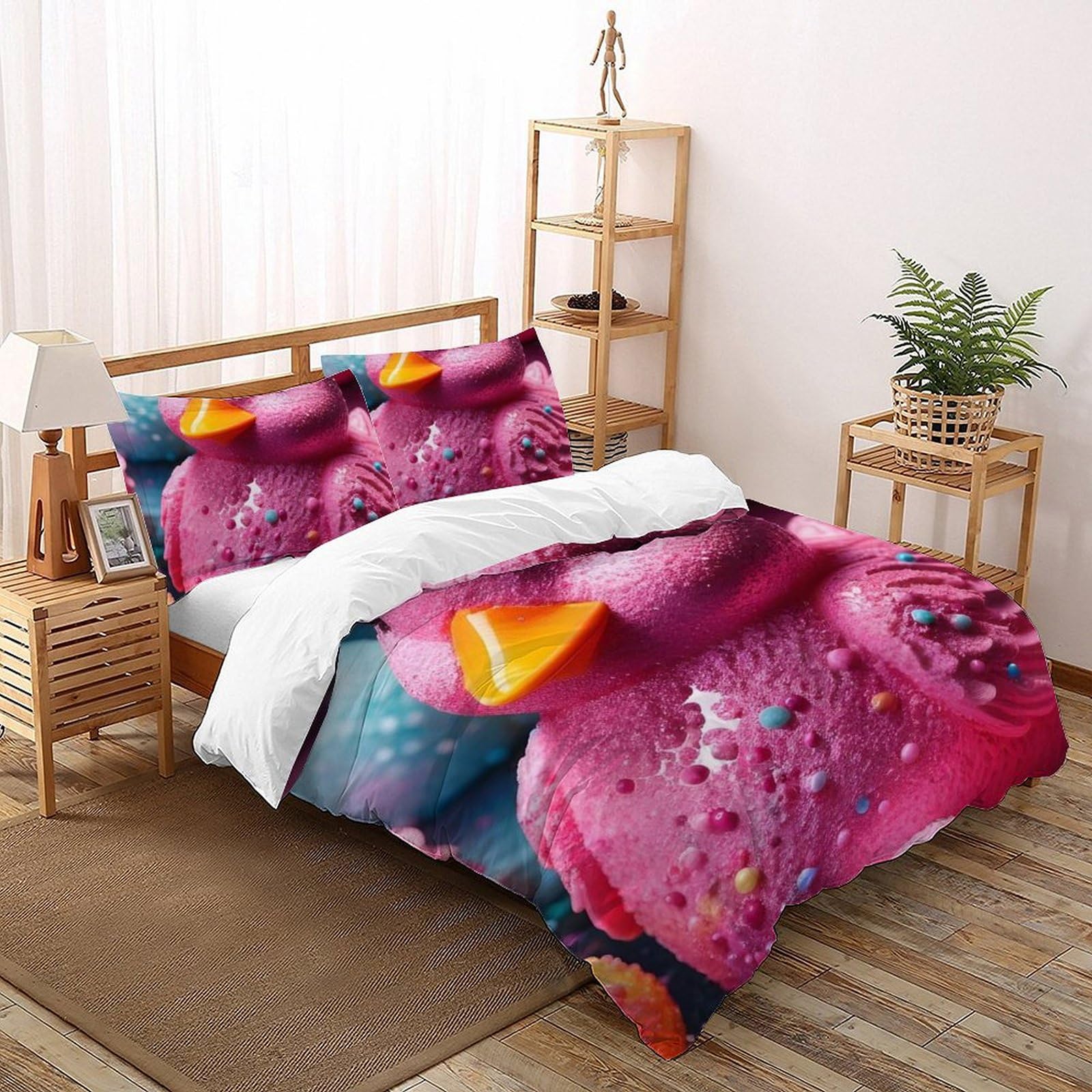 Housse de couette canard rose zippée pour faciliter le lit des enfants au quotidien