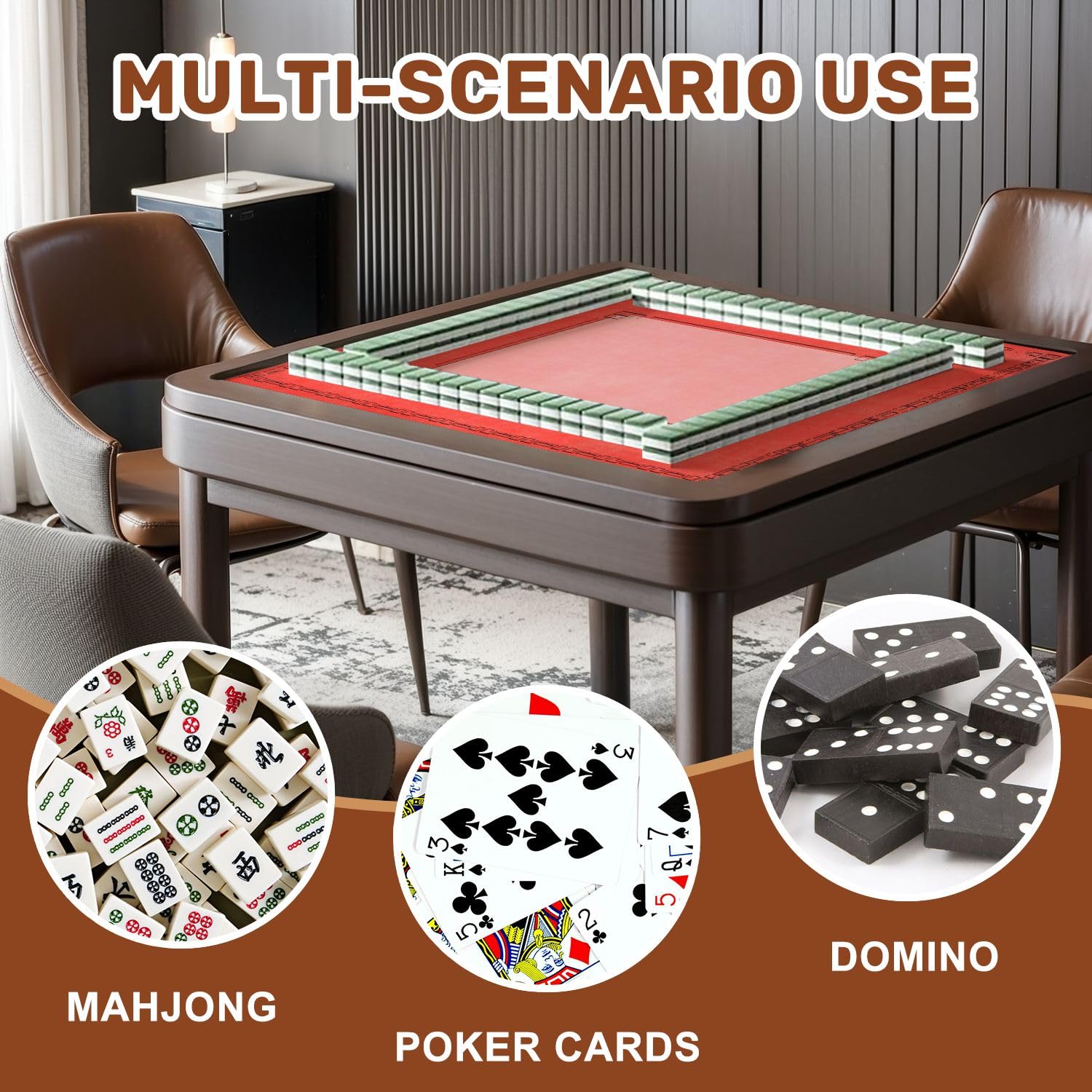 Mahjong Matte 80 x 80 cm, Korallen-Pfirsich-Grunge-Papier, Betonwand, abstrakte Ombré-Orange, rutschfeste Rauschunterdrückung, Tischabdeckung für Mahjong Dominosteine, Pokerkarten, Brett- und