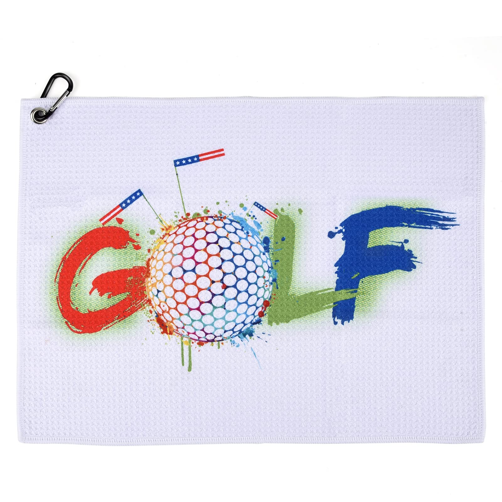 ZZHAO Golf Towel | Super Absorbent Microfiber Towels | Lightweight, Scratch-Resistant, and lint-Free | Aluminum Alloy Hook | 16x12 Inches for Father's Day (Golf Towel-WG)