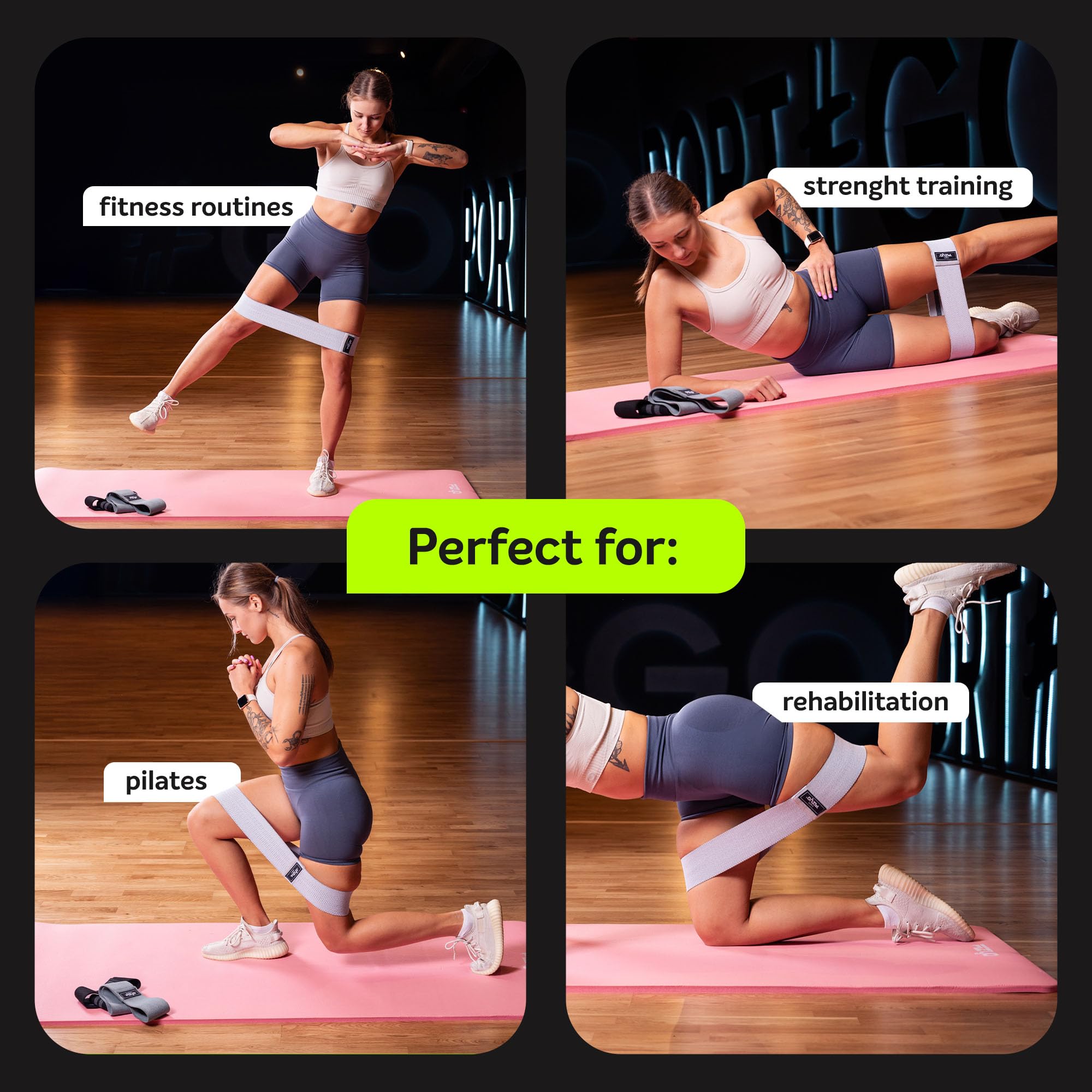 Fizyo Lot de 3 Bandes de Fitness avec Niveaux de Résistance pour Exercice et Musculation