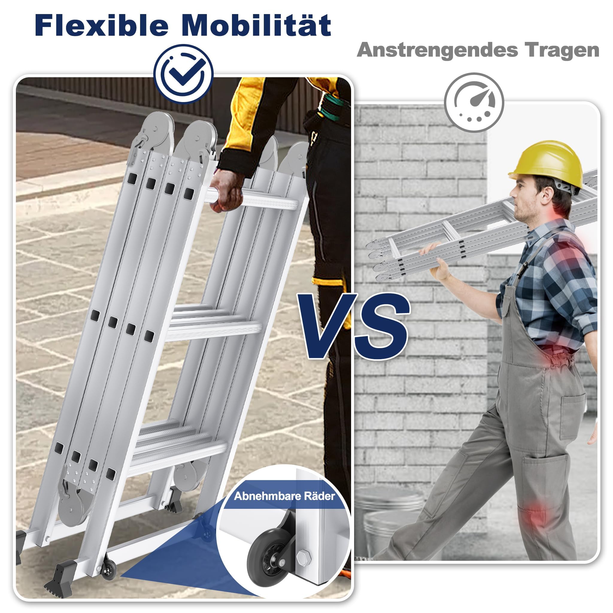 LZQ 6-in-1 multifunctionele ladder, 470 cm, aluminium ladder