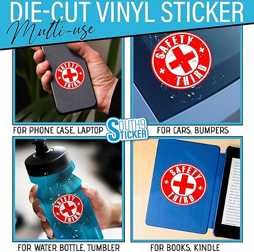 Miniatura 2 de (3 unidades) - Tercera calcomanía de seguridad, caja de círculo de vida, divertido sombrero duro, herramienta trabajador, 2 pulgadas, impermeable,