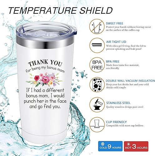 Miniatura 7 de Patelai Thank You for Being My Stepmother Mom Regalos para mamá, madrastra en el Día de la Madre, cumpleaños, regalos para suegra, 20 onzas,