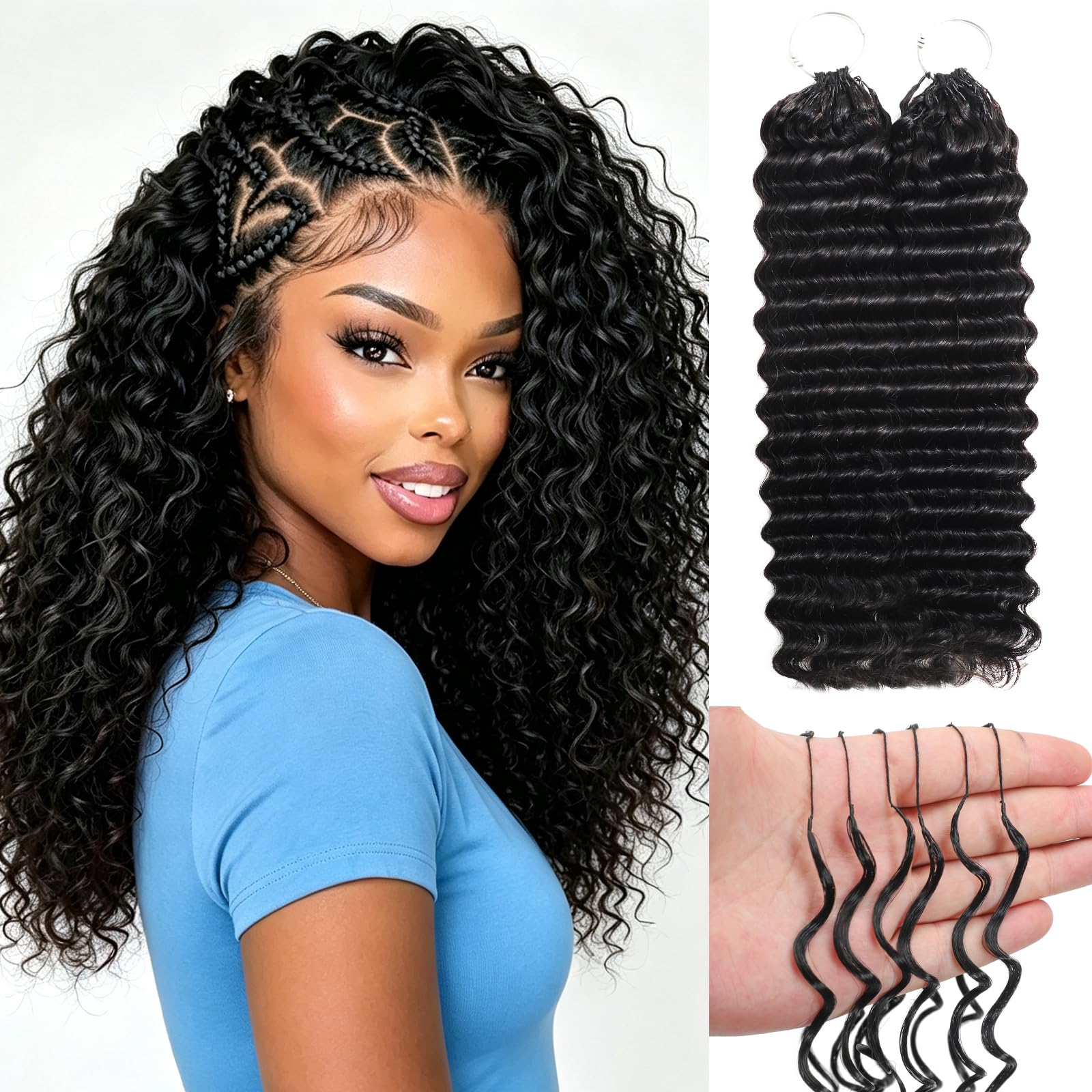 Miracle knots Crochet Human Hair for Black Women 120g Hair Extensions Deep Wave 18 Inch-120g