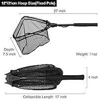 Vista 2 de PLUSINNO Fishing Net Fish Floating Landing Net, Kayak Nets with Fixed Foldable Telescopic Pole Handle, Bass Trout Fishing Nets with Nylon Mesh for