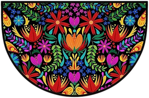 bnil Tapete semicircular para puerta de fiesta mexicana, diseño de flores y dalia al aire libre, para entrada exterior, 24 x 36 pulgadas, resistente