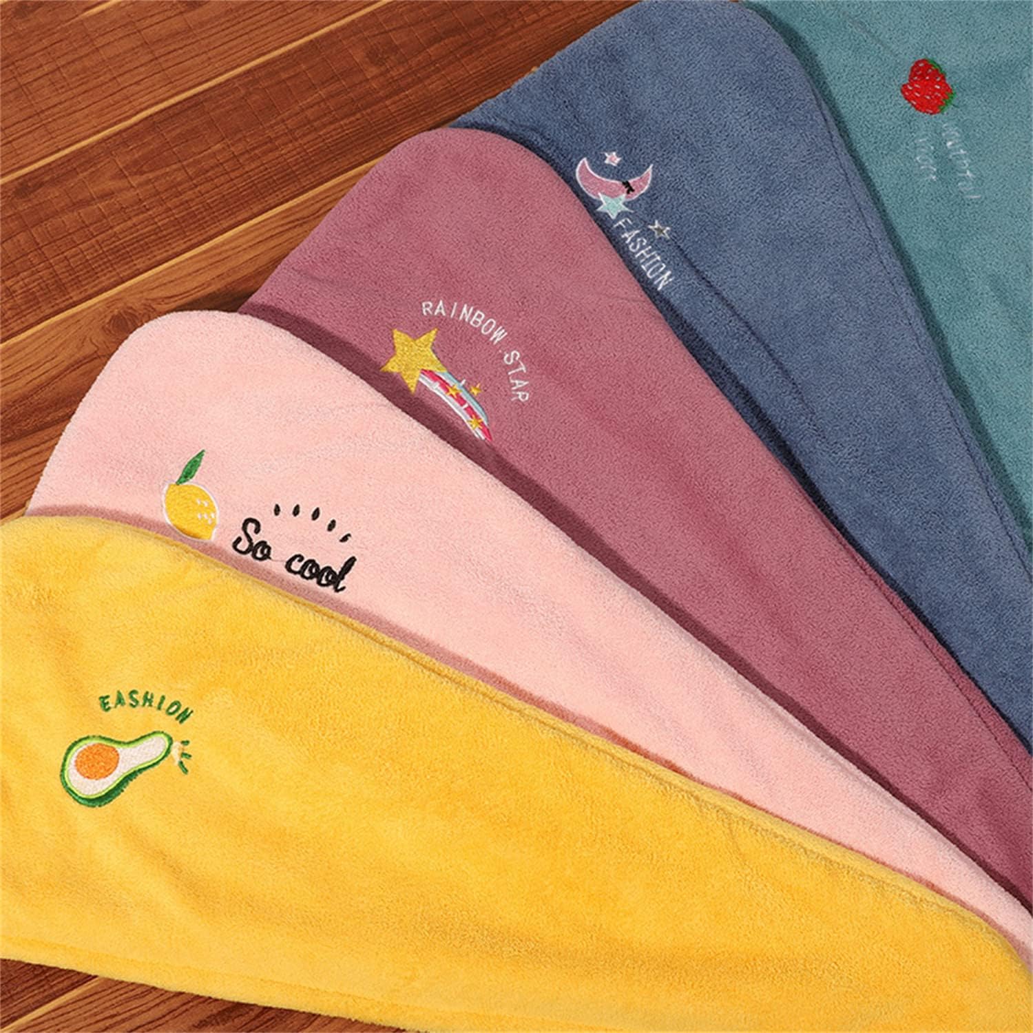 Gfrtisng 5PCS Rapid Drying Towel,Rapid Hair Drying Towel for Women,Super Absorbent Coral Fleece Ladies Hair Towel Set,Soft Dry Hair Towel with Embroidery for Children and Women : Beauty & Personal Care