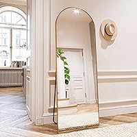 HARRITPURE 64x21 Gold Arched Full Length Mirror - Shatterproof Aluminum Frame, Free Standing Leaning Wall Mount for Bedroom Living Room Decor