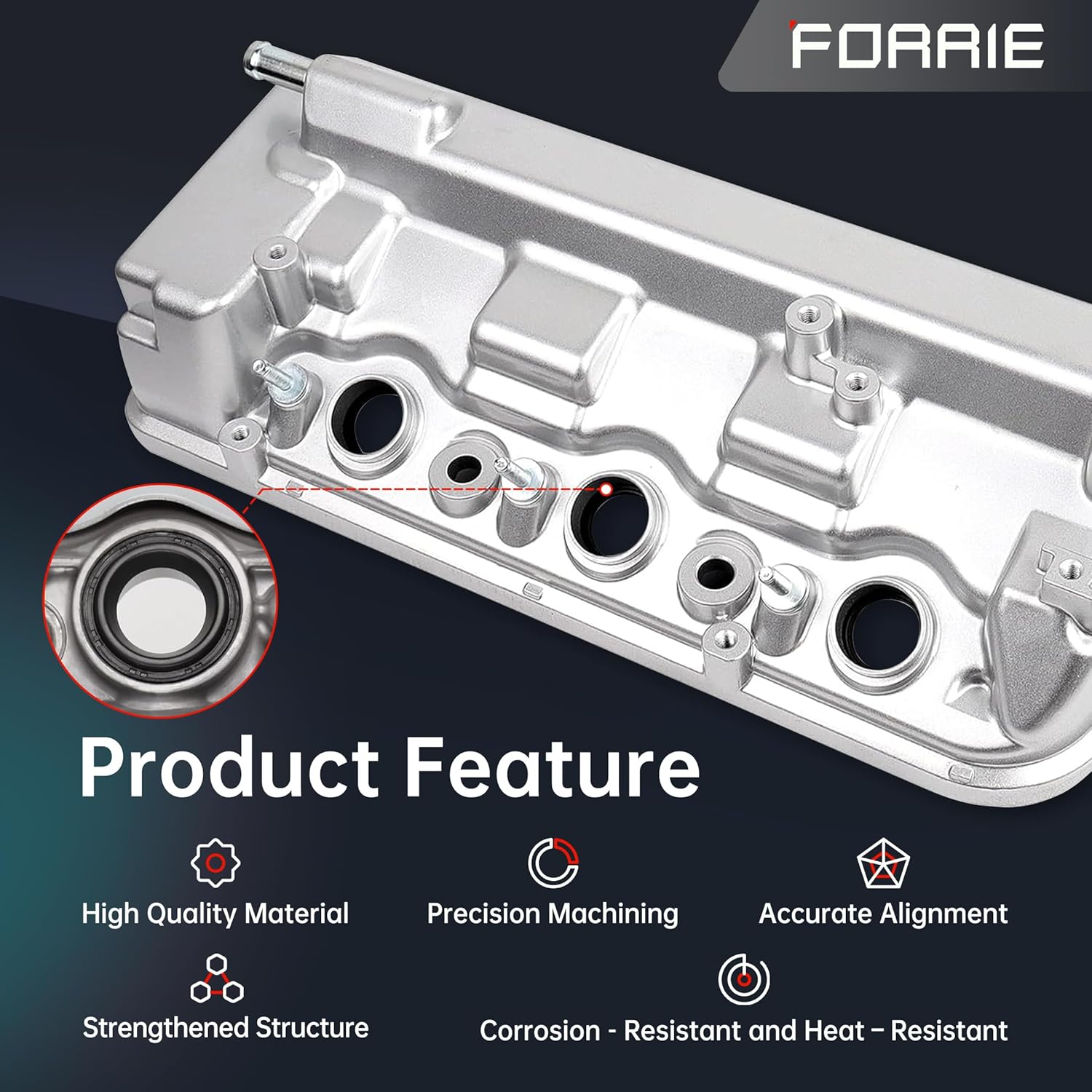Aluminum Engine Valve Cover(Rear) Fits for 2008-2017 Honda Accord Odyssey Pilot Ridgeline Crosstour 2009-2015 Acura MDX RDX TL ZDX 3.5L 3.7L,Factory Replacement # 12320-R70-A00