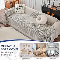 Vista 56 de VClife funda boho de sofá de felpilla para sofá seccional, funda antideslizante para sofá de 2 plazas, protector para mascotas con borlas, funda