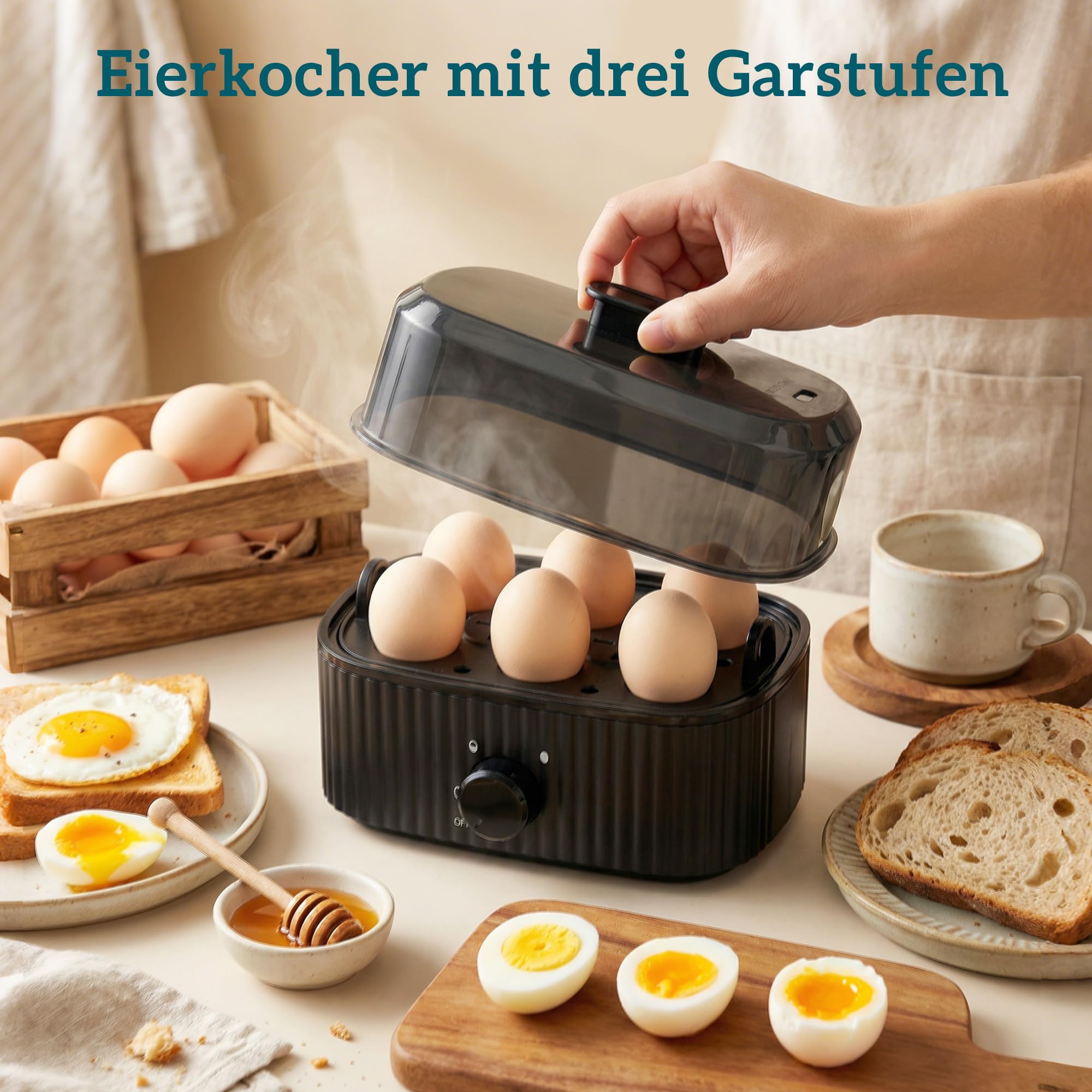 HOMCOM Hervidor eléctrico Tostadora Olla de huevos Set 1,7 L 2200 W Acero inoxidable Hervidor rápido con filtro antical Tostadora 4 rebanadas con 7 niveles de bruñido