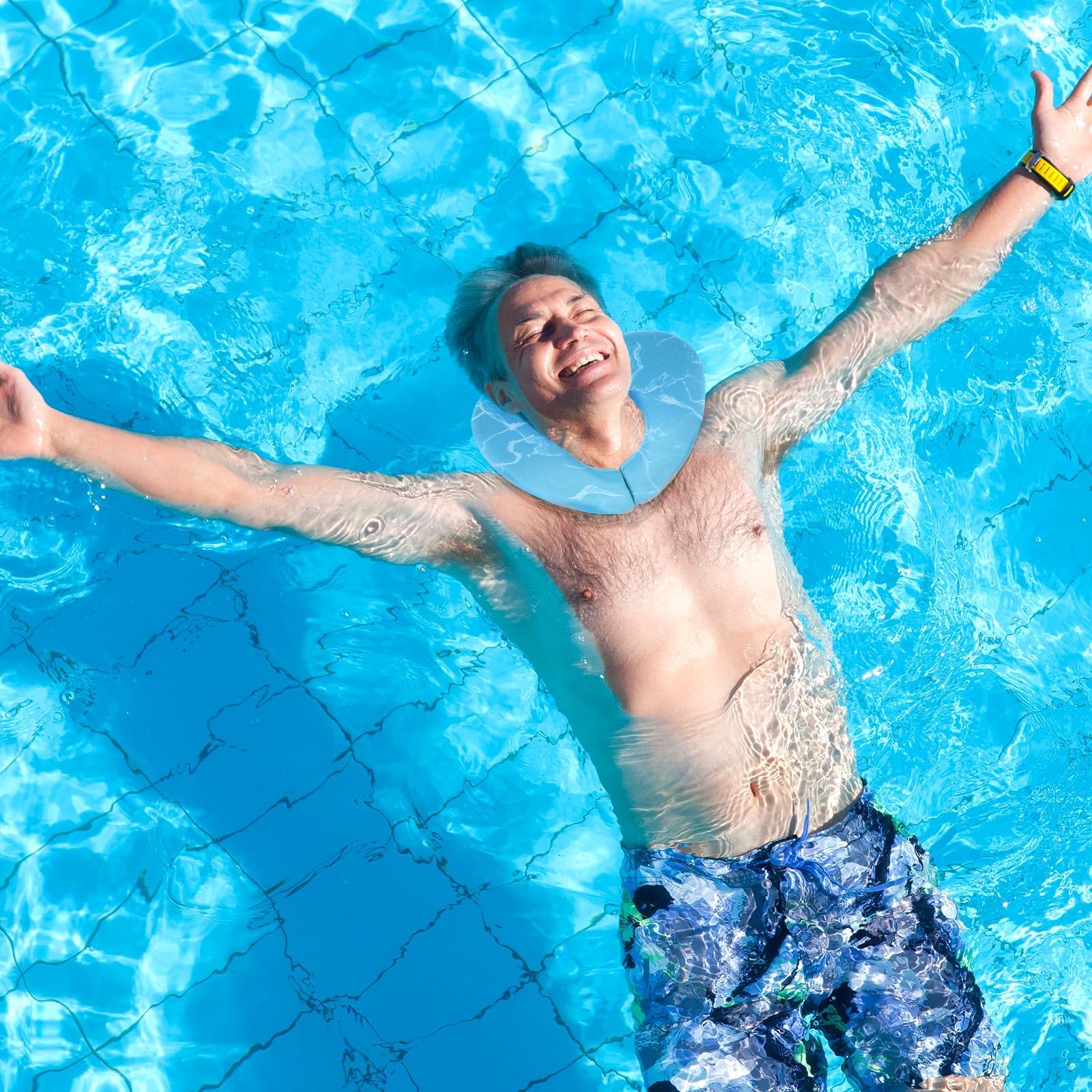 Collier de natation pour soutien de la tête et du cou, rempli de particules de mousse (non gonflable), équipement de natation pour adultes, convient à la plupart des tailles de cou pour adultes (XL)