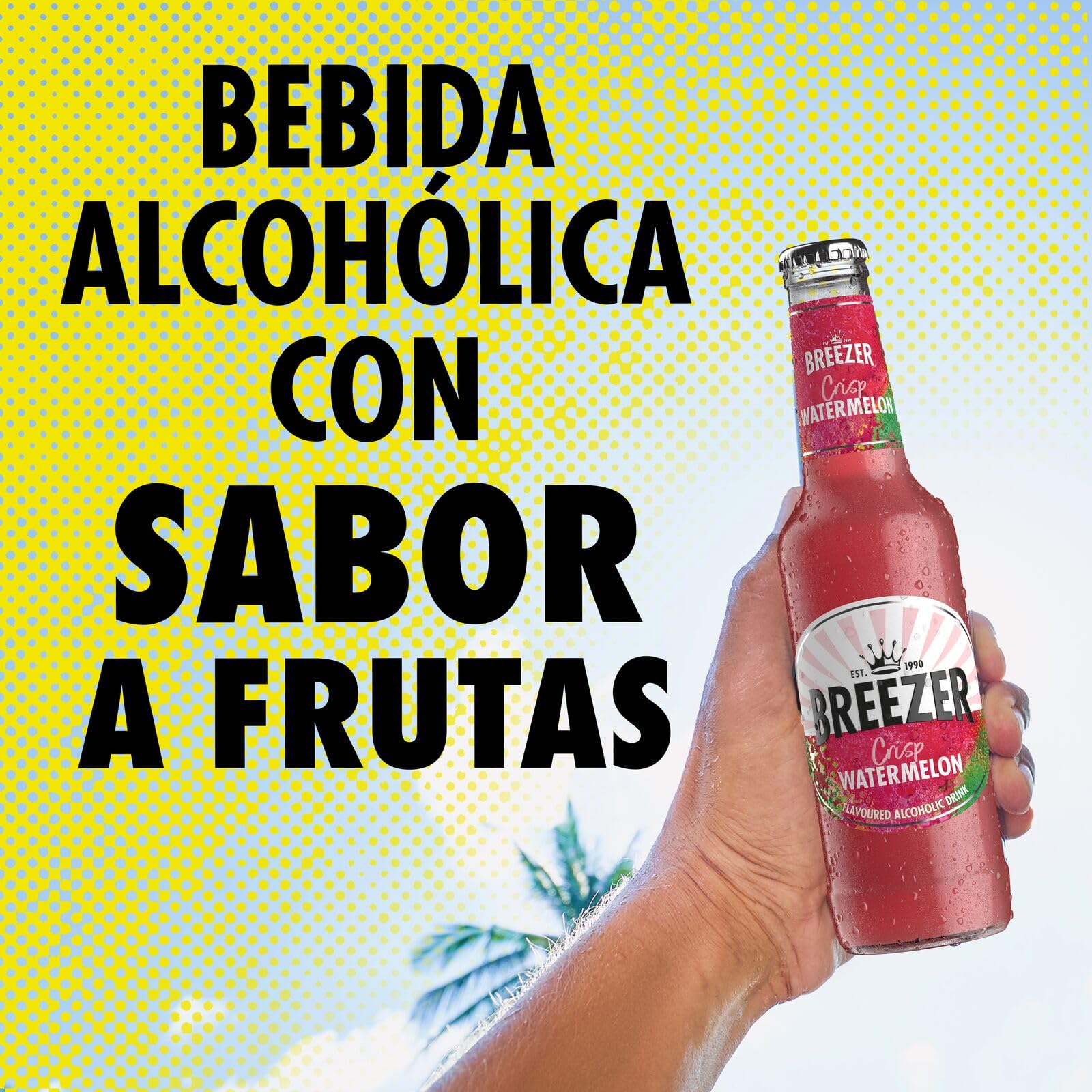 BREEZER Crisp Watermelon Bebidas Alcohólicas con Sabor a Sandía, 4% Vol., 27,5 cl / 275 ml (Pack de 24), Alcohol Premezclado Listo para Beber