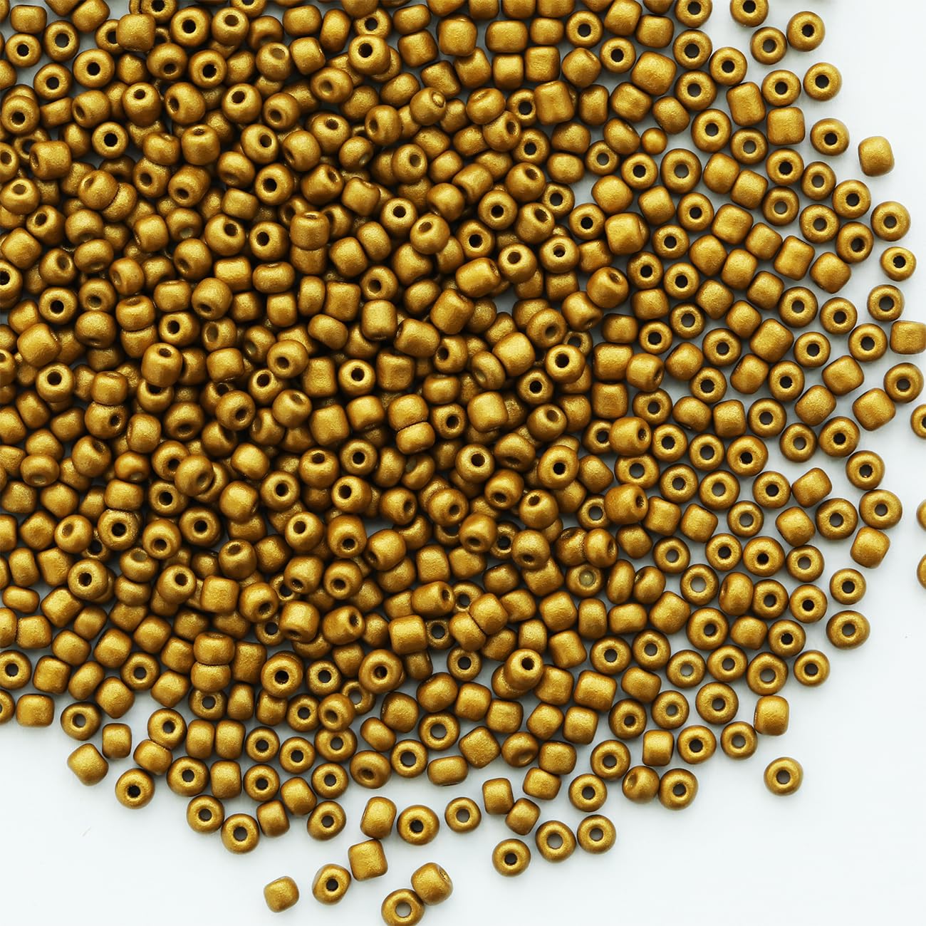 Matte Golden Color 4mm Seed Beads About 1600pcs/110Grams in Bag, 6/0 Glass Craft Beads for Earring Making Bracelet and Necklace (Matte Golden) — image 1