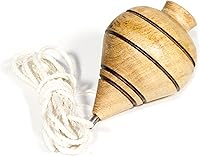 Vista 3 de Mexart Paquete de 2 trompo de madera de mezquite clásico mexicano / trompo de madera de mezquite