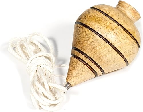 Miniatura 3 de Mexart Paquete de 2 trompo de madera de mezquite clásico mexicano / trompo de madera de mezquite