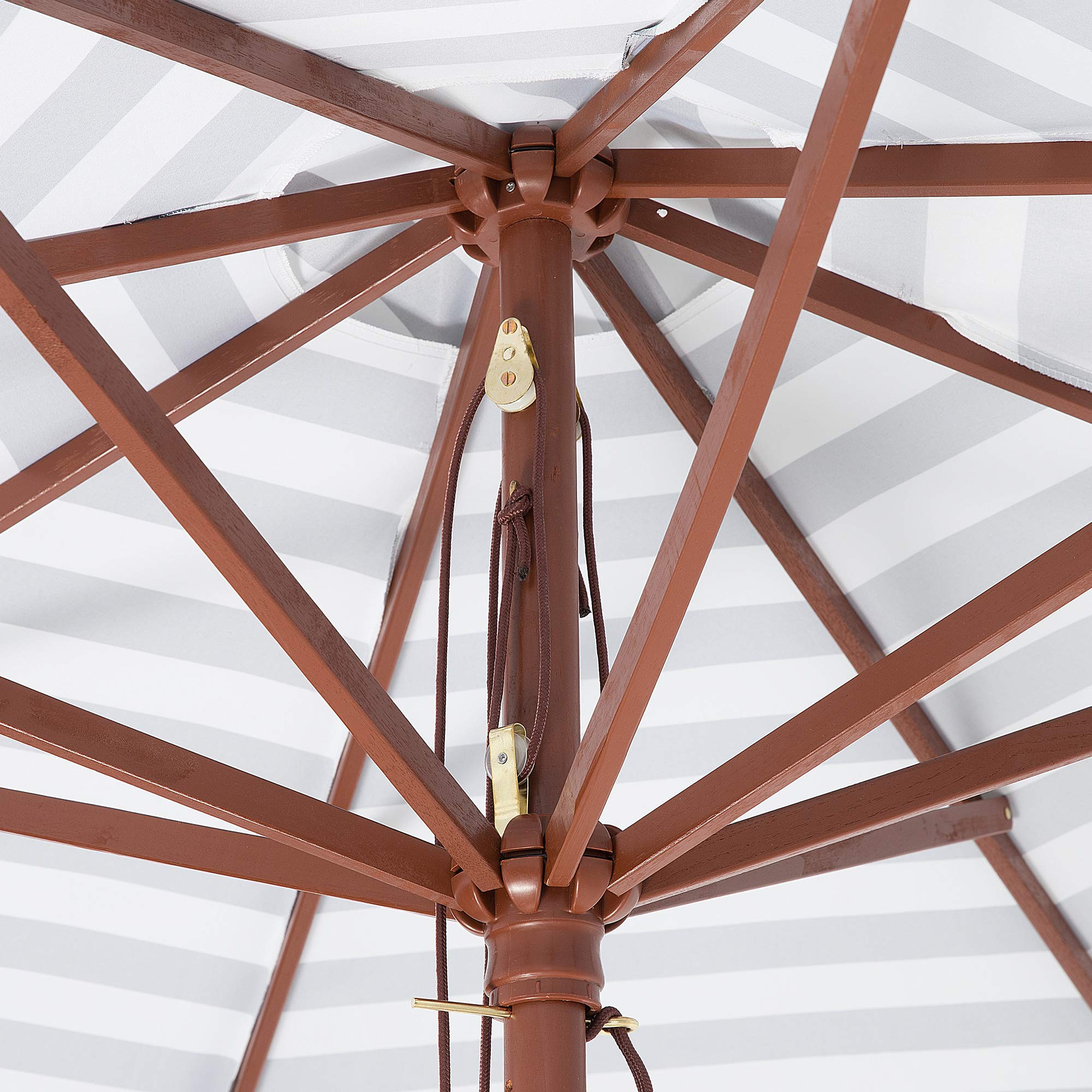 Parasol ogrodowy czarno-biały w pasy drewniany maszt składany 260 cm Ferentillo