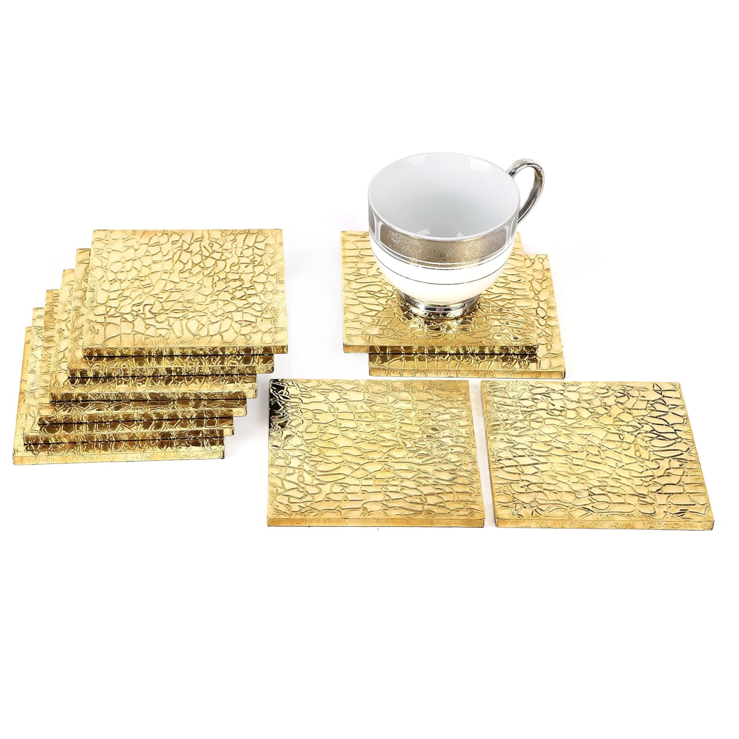 Premium Engraved Drink Coaster-12 Piece Modern Rectangular Non-Slip Table Coaster Ideal for Coffee Table, Bar, Outdoor & Indoor Use - Durable &