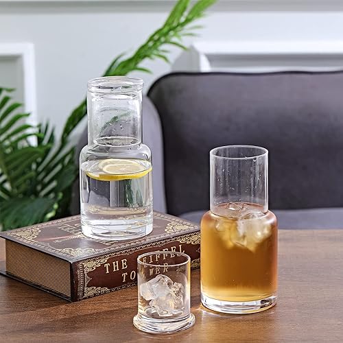 Miniatura 4 de Juego de jarra de noche y vasos, utiliza el vaso como tapa, jarra de agua nocturna para mesita de noche, jarra dispensador de enjuague bucal con