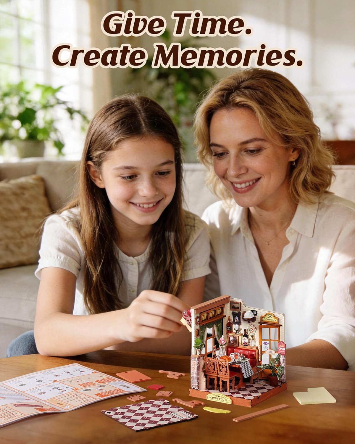 Rolife DIY Miniature Kit Mini Building Dollhouse Champs-Élysées Bistro, Miniverse Lifestyle Mini Bookshelf Decoration, DIY Hobbies for Craftsman (Champs-Élysées Bistro)