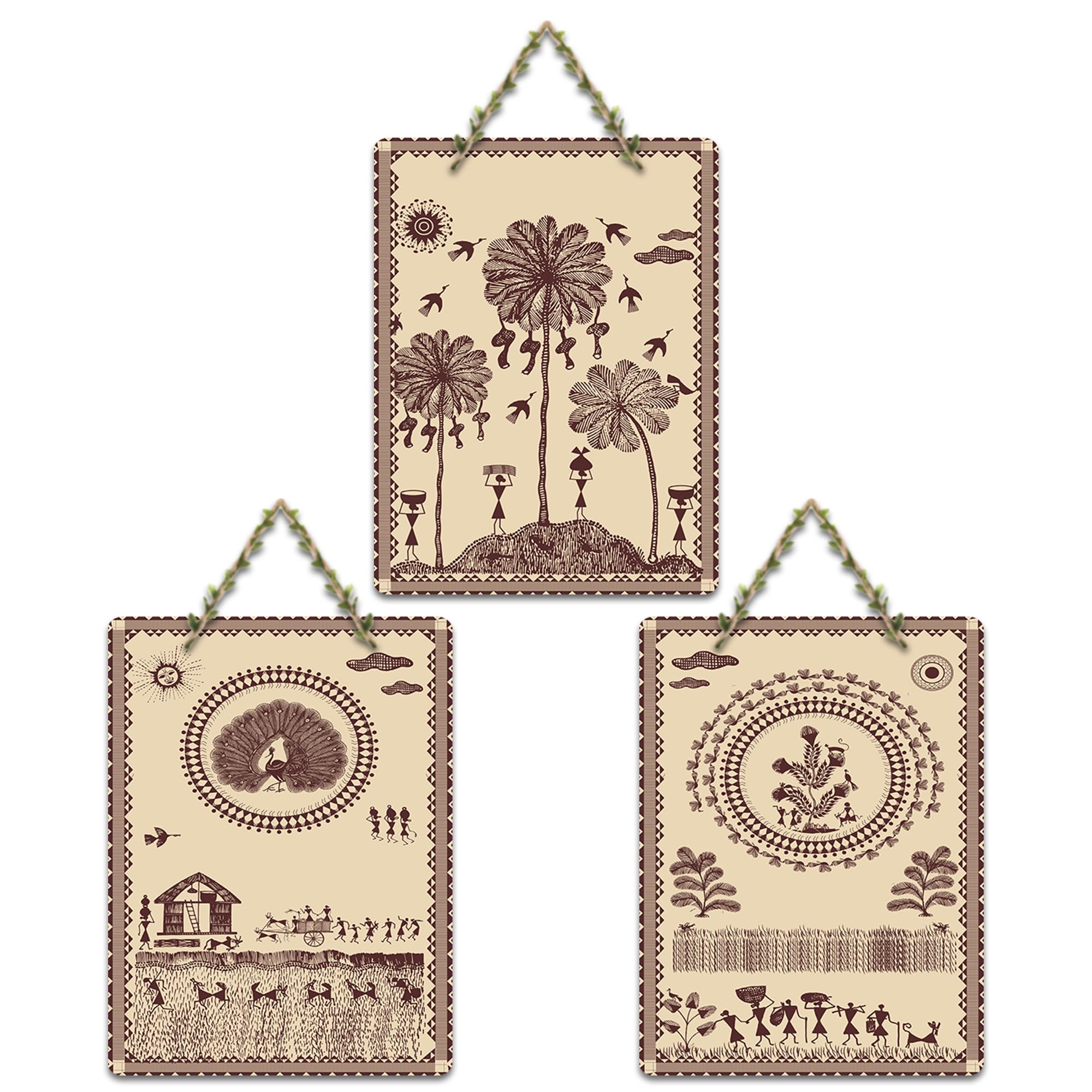 Artvibes Warli Village Life Home Decorative Wall Art For Living Room | Bedroom | Gifts | Wall Hanger For Decoration | Modern Decor Items | Artwork | Wall Sculpture | Signs & Plaques (WH_9626N)