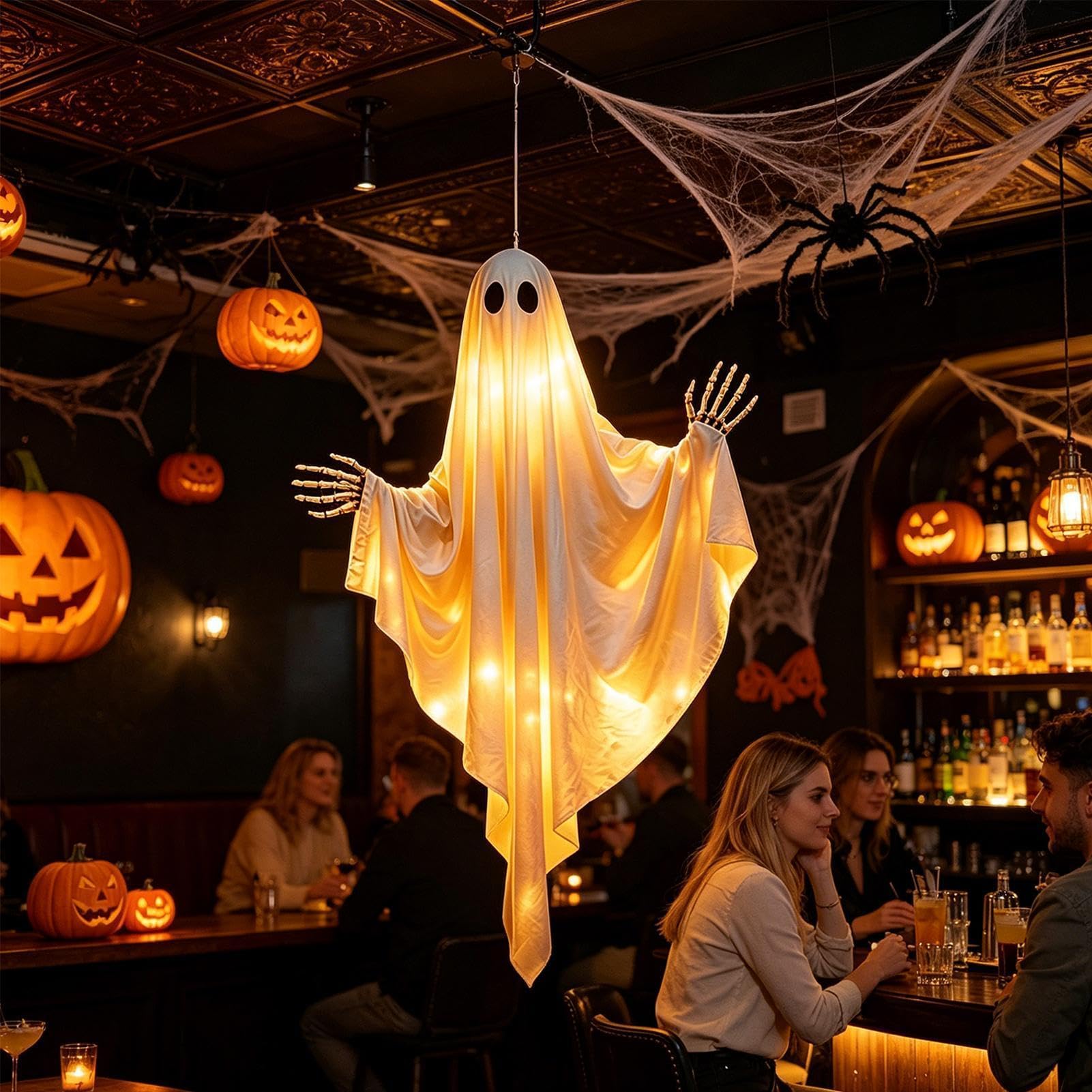 Dekoracja halloweenowa 110 cm świecąca wisząca upiorna dekoracja zewnętrzna