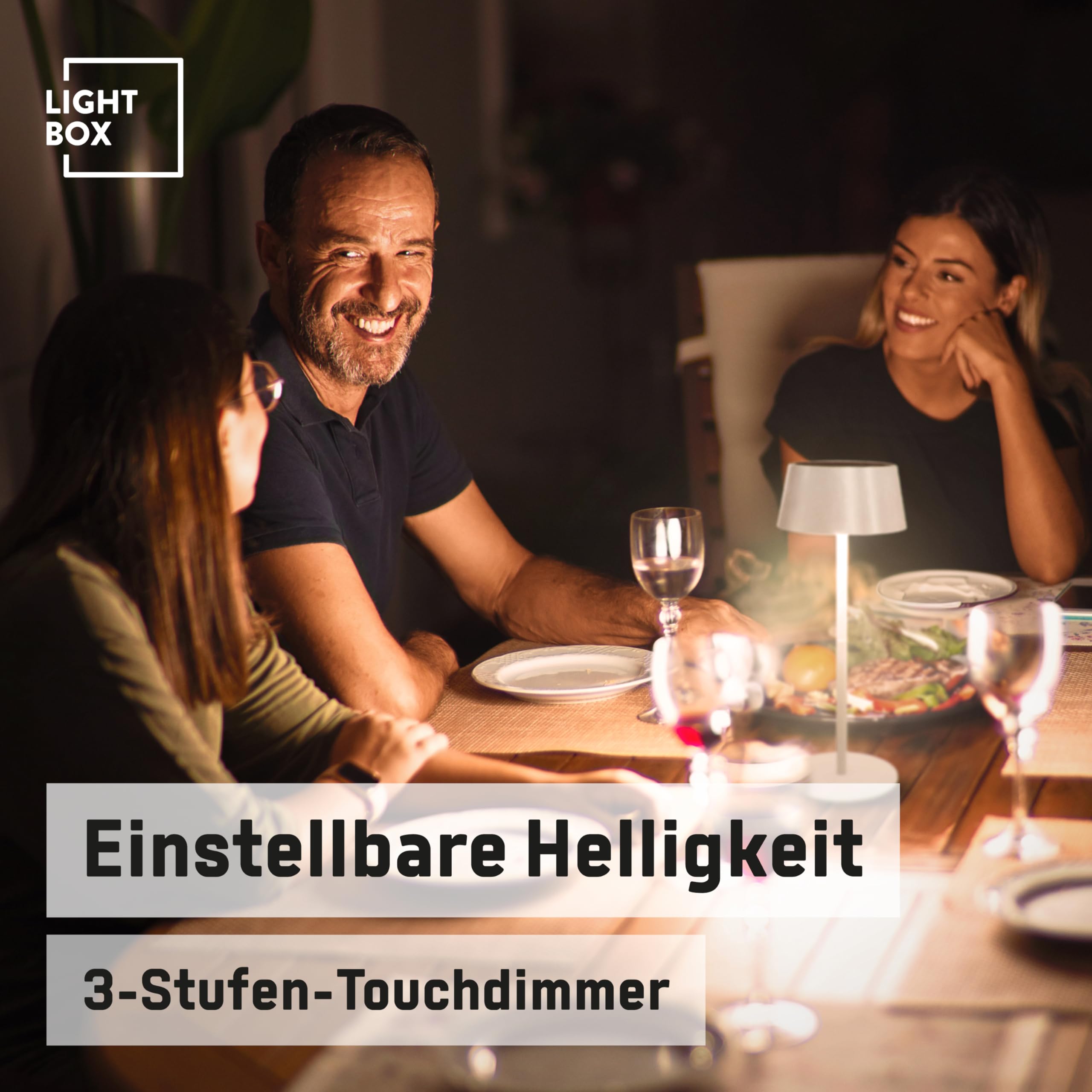 LED lámpara de mesa para exteriores | Ø 13 cm | lámpara de exterior inalámbrica con energía solar | regulador de intensidad táctil de 3 niveles | lámpara de mesa a pilas en blanco, decoración balcones