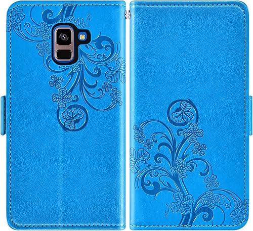 Miniatura 6 de Asuwish Funda compatible con Samsung Galaxy A8 Plus 2018 y protector de pantalla de vidrio templado, correa de muñeca, soporte para tarjeta de