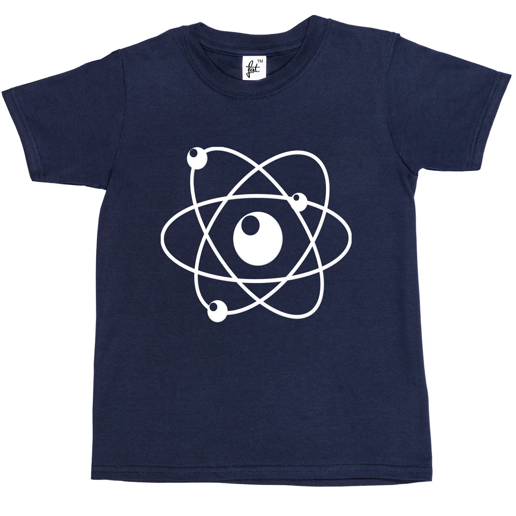 Fancy A Snuggle Atom Atomic Symbol Chemistry Cool Geek Nerd Kids Boy Girl Cotton Short Navy Blue Sleeve T-Shirt - Size 12-14 Years
