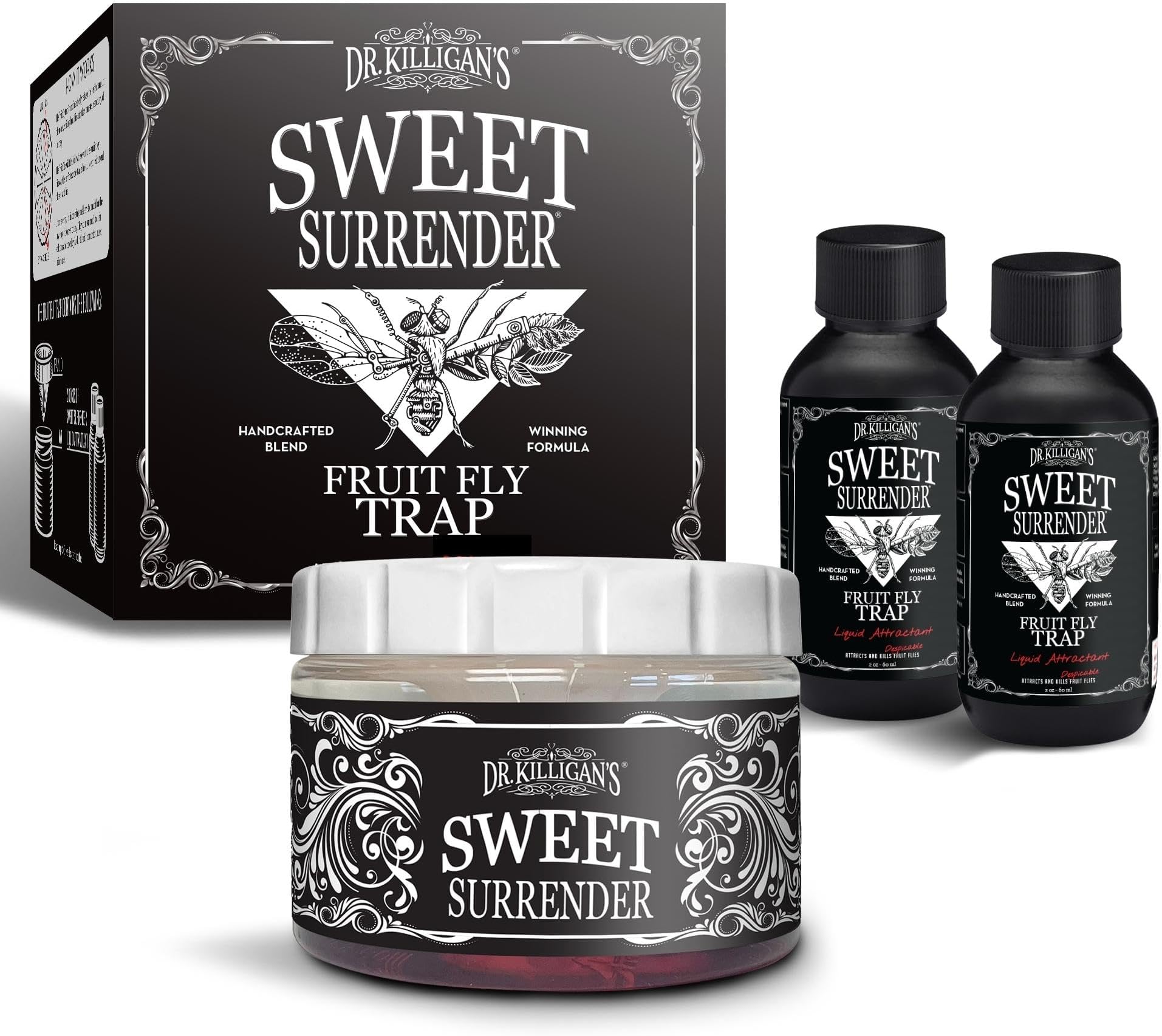 Dr. Killigan's Sweet Surrender - Fruit Fly Trap for Indoors, Home and Kitchen - Trap with Liquid Bait and Lure - Powerful Fruit Fly Attractant