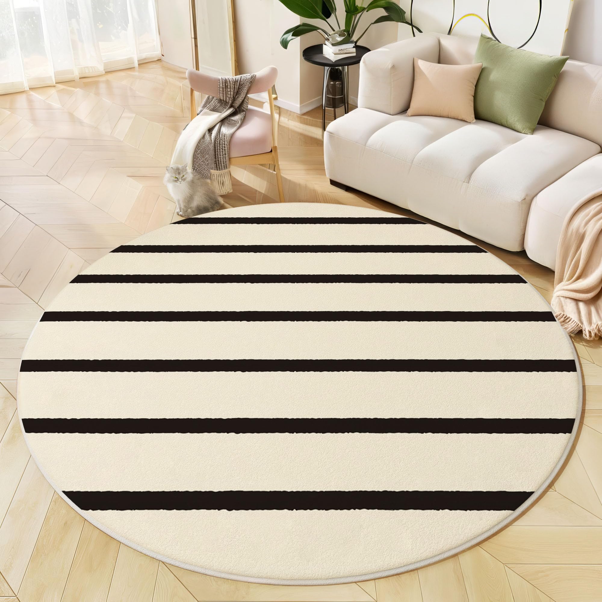 Tapis de chambre anti-glisse doux et lavable rond de 120 cm