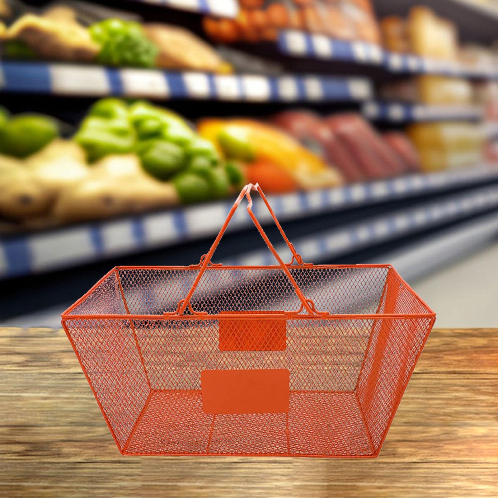 Tragbarer Draht Einkaufskorb mit Ergonomischen Griffen, Orange