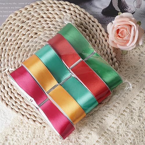 Miniatura 3 de Chenkou Craft Cintas de Satén Sólidas de 40 Yardas para Lazos de Manualidades, Decoración de Fiesta, Embalaje (Variedad, 1" (25mm))