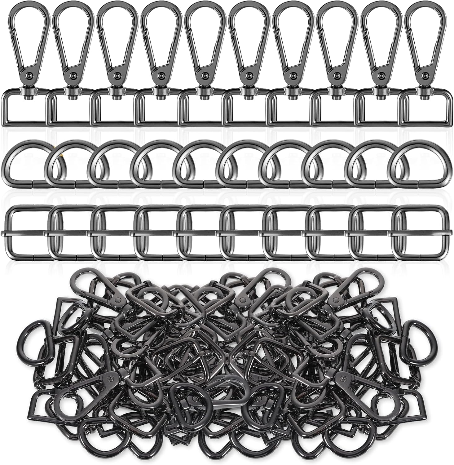 30 Pcs Metal Swivel Lobster Clasp Hooks,D Rings Purse Hardware for Bag Making,Purse Strap Hardware Push Gate Snap Hooks Trigger Clips for DIY Crafts Keychain Purse Handbag Making (Black,3/4 Inch)