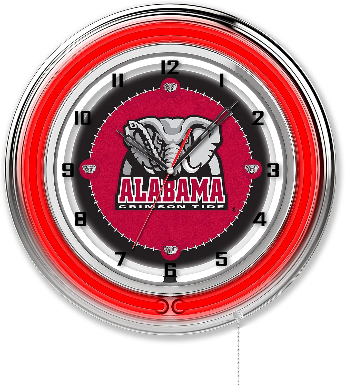 Officially Licensed University of Alabama Double Neon 15" Clock (Elephant)