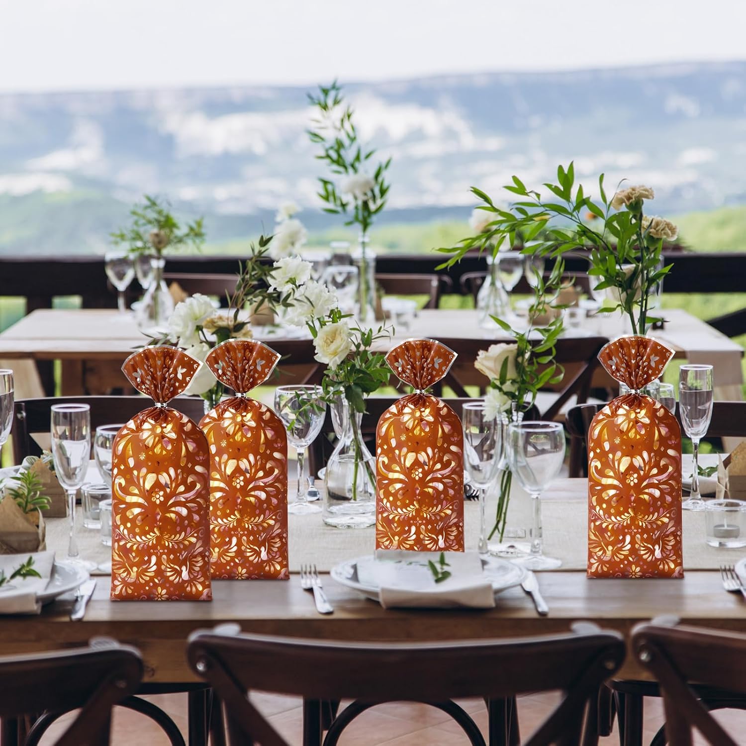 Funrous 100 Pcs Cielito Lindo Candy Bags Mexican Fiesta Gift Bags with Twist Ties Cinco De Mayo Party Favors Barro Candy Sack Talavera Sack for Mexican Wedding Fiesta Party Supplies(Brown) - Image 7