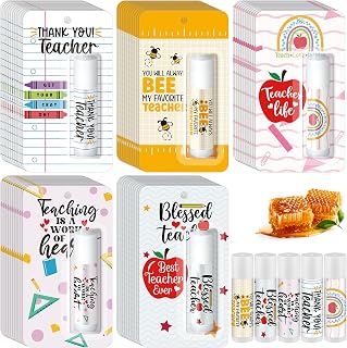 60 Pack Christmas Teacher Appreciation Gifts Bulk Lip Balms Employee Staff Appreciation Teacher Team Thank You Gift Bulk Fall Halloween Thanksgiving Party Favor Basket Stuffers for Women Men (Cute)