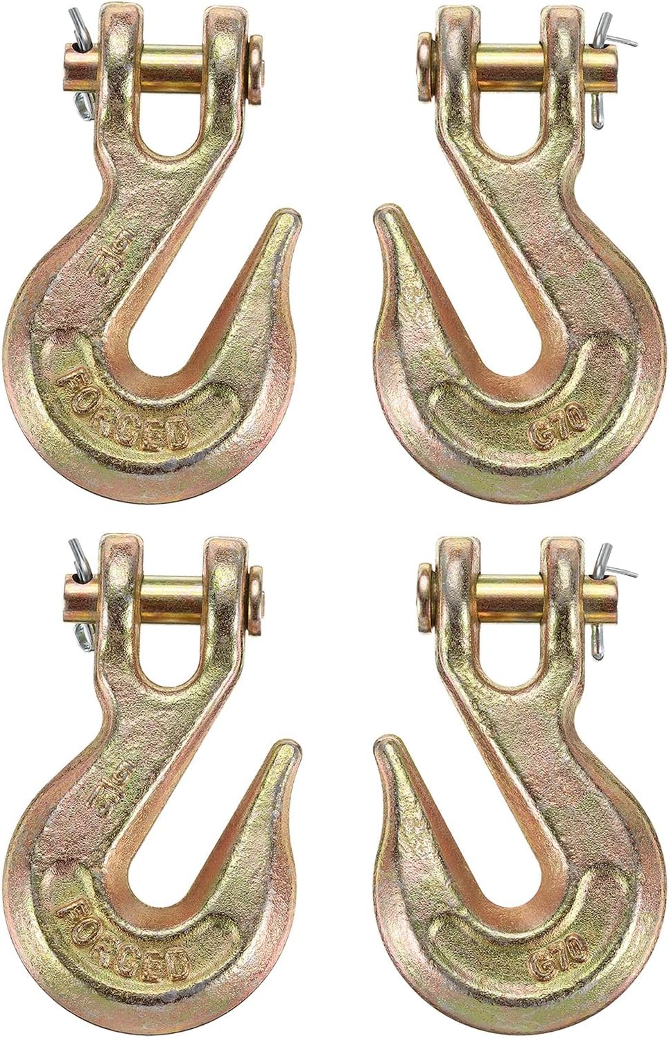 uxcell 5/16" Clevis Grab Hook, G70 Carbon Steel Transport Safety Chain Hooks, 4 Pcs Clevis Grab Hooks for Rigging Deck Receiver Hitches Trailer Wiring