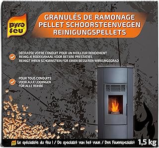 Pyrofeu - Granulés de Ramonage - 1,5kg - Entretien des Poêles, Inserts et Chaudières à Pellets - Destruction par Catalyse - pour Un Tirage et Un Rendement Optimaux