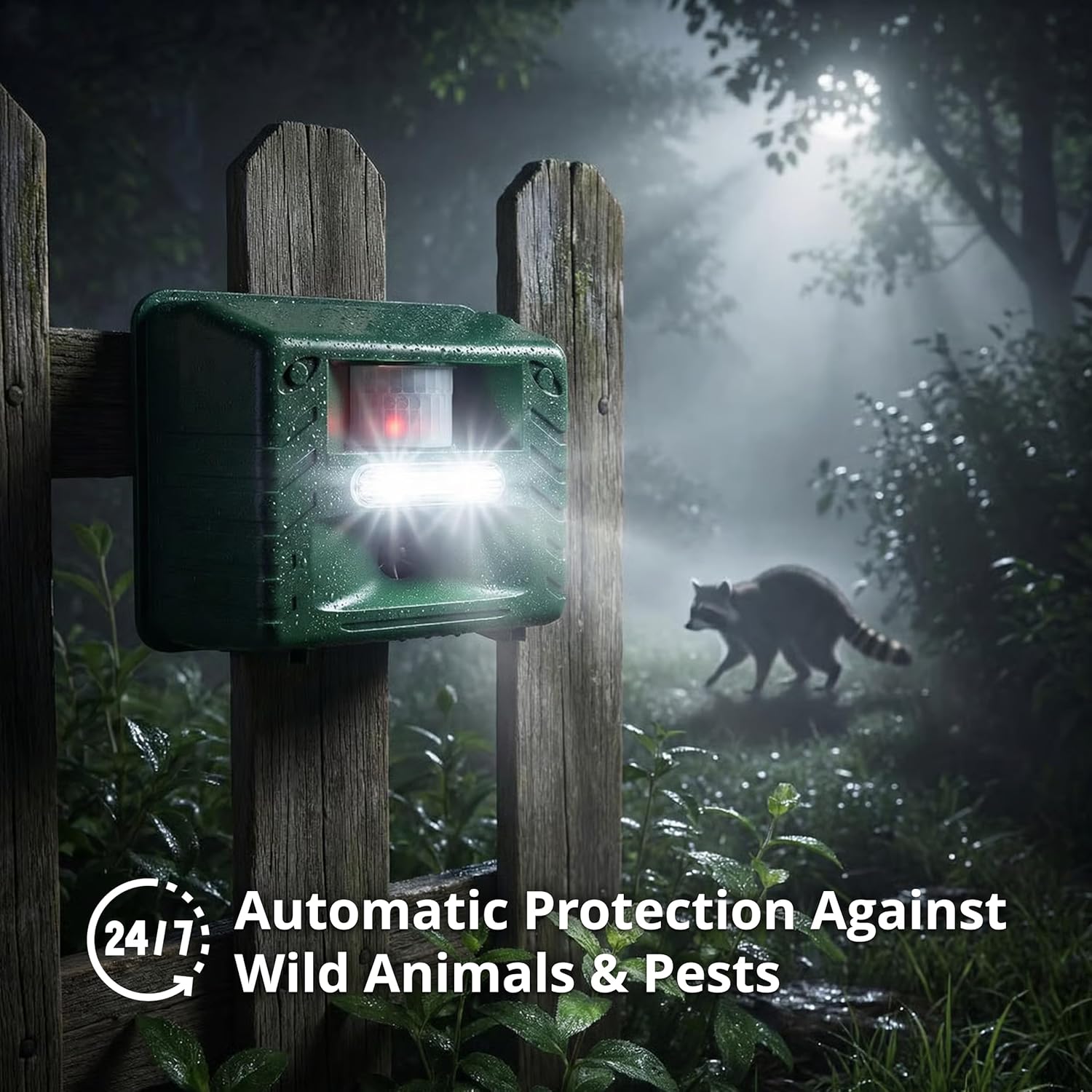 ASPECTEK Yard Sentinel Ultrasonic Animal Repeller with Remote Control and Strobe Light, Motion Sensor Pest Deterrent for Deer, Raccoons, Bears, Coyotes and Skunks, Farm, Garden and Lawn Protection image 3