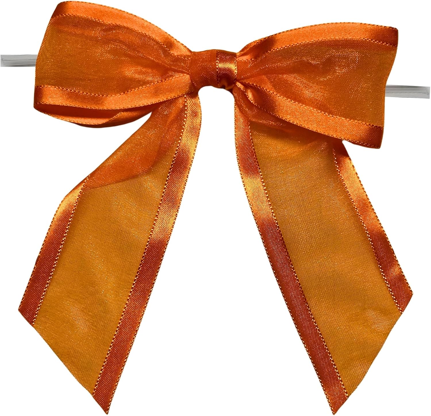 Pre-Tied Orange Organza Bows - 4 1/2" Wide, Set of 12, Halloween, Fall