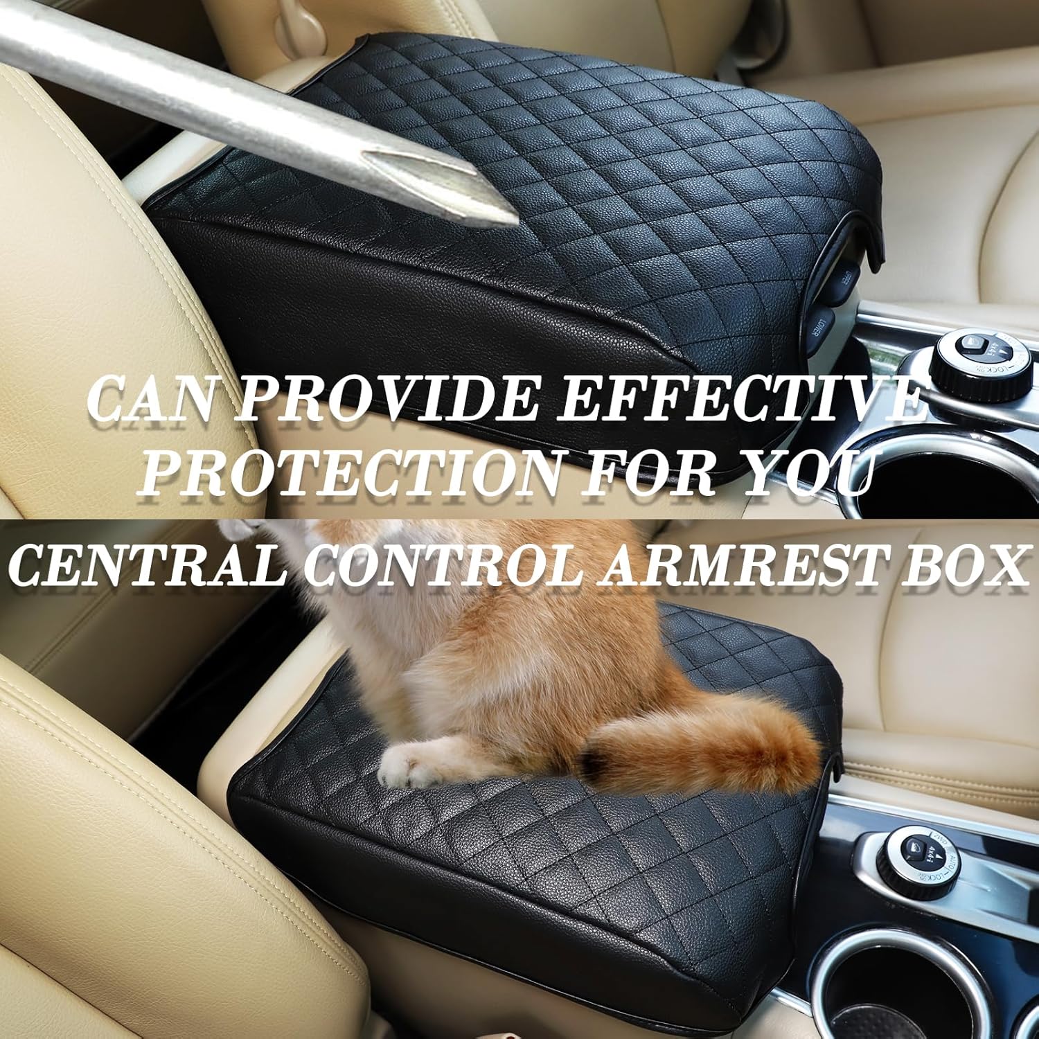 Fit for Nissan Pathfinder 2013 2014 2015 2016 2017 2018 Car Center Console Pad,Universal Waterproof Car Armrest Seat Box Cover, Car Interior Accessories, Auto Armrest Cover (Leather)