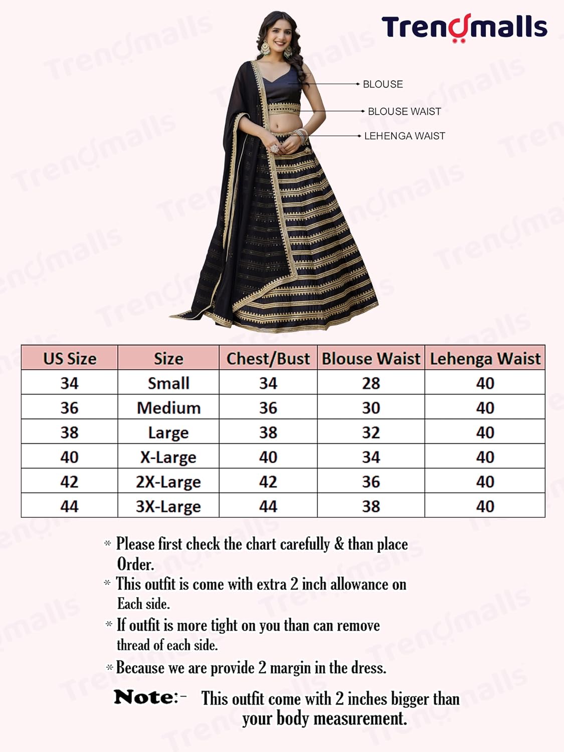 TRENDMALLS Silk Embroidery Work Embroidery Lehenga Choli with Dupatta For Women Ready To wear