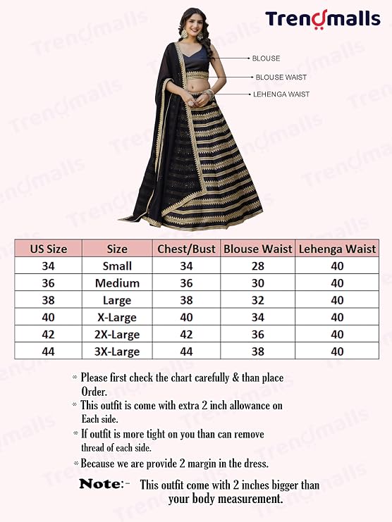 TRENDMALLS Silk Embroidery Work Embroidery Lehenga Choli with Dupatta For Women Ready To wear
