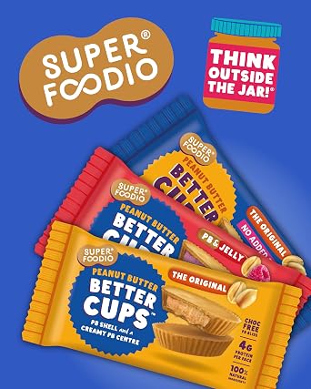 SUPERFOODIO Peanut Butter BETTER CUPS | 30g x 9 Variety packs | Choc free, PB Bliss | All-Natural Ingredients | Protein | No Refined Sugar | Vegan (30g x 9 Packs)