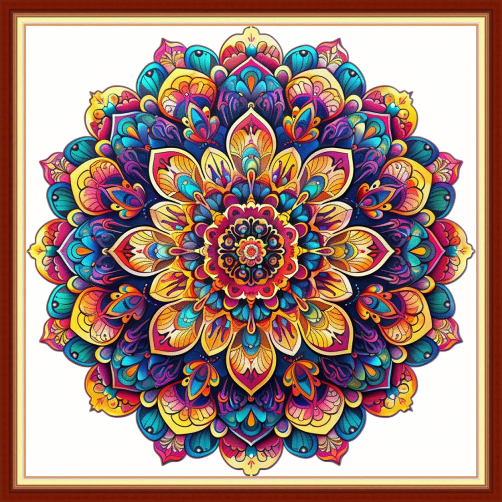 Joyhoor Stamped Cross Stitch Kits for Beginners, Needlepoint Kits for Adults, 11CT Counted Embroidery Kits-Magic Mandala 18x18 inchs